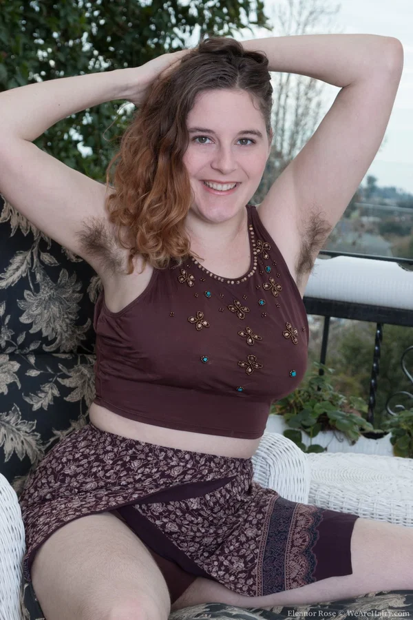 Big titted brunette with hairy armpits Eleanor Rose reveals her hairy snatch  - Hairy, Saggy Tits, Pussy, Amateur, Redhead, Armpit, Panties, Big Tits, Spreading, Close Up  - Photo 2