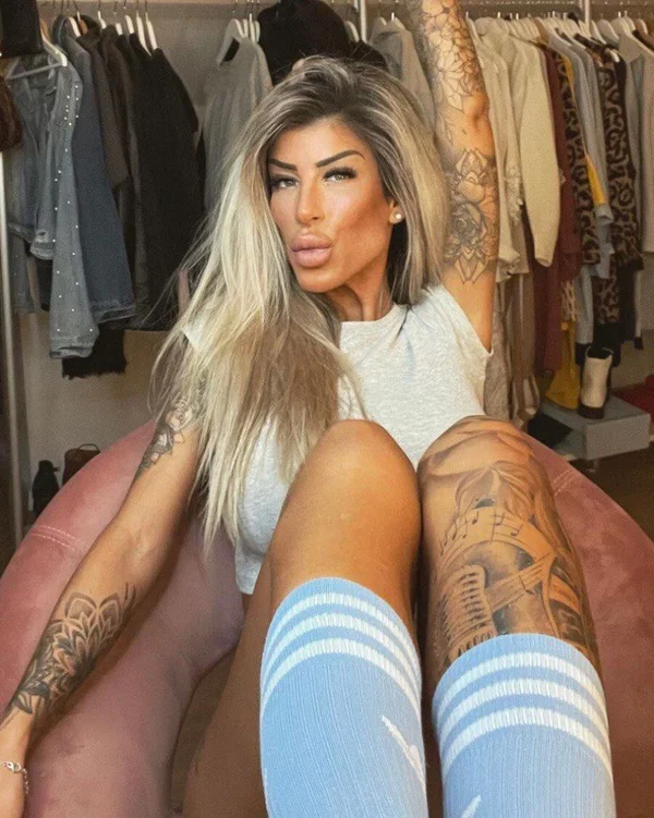 Glamorous inked blonde Jacky posing in her shirt, panties and socks  - Tattoo, Feet, Socks, Panties, Non Nude, Legs, Blonde, Ass, Spreading, Asshole  - Photo 3