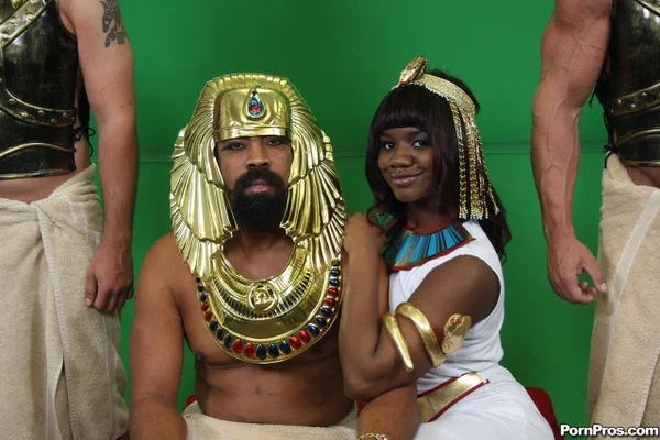 Hot chubby ebony Phylisha posing in costume with her Egyptian roleplay partner  - Teen, Cute, Non Nude  - Photo 12