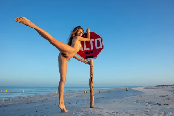 Slender Latina Irene Rouse shows her flexibility while posing naked on a beach  - Flexible, Beach, Colombian, Latina, Teen, Outdoor, Tiny Tits, Beautiful, Brunette, Skinny  - Photo 18