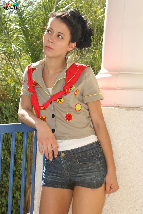 Petite teen girl scout Aliana Kristar sucks a big dick & gets fucked roughly  - Cowgirl, Hardcore, Shorts, Uniform, Teen, Ass Fucking, Tiny Tits, Natural Tits, Nipples, Skinny  - Photo 2