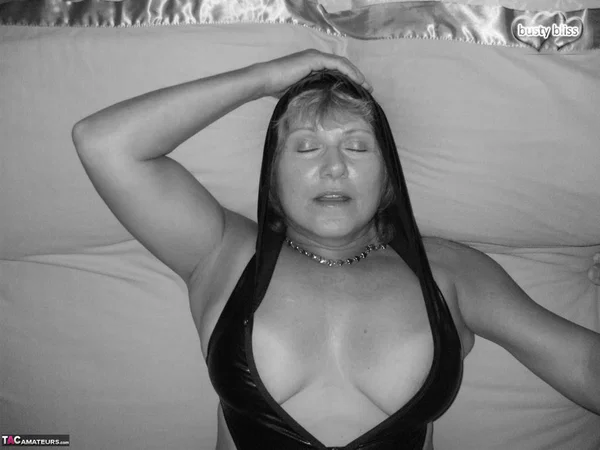 Mature woman Busty Bliss is handcuffed before showing her big natural tits  - Latex, Mature, Curvy, Lingerie, BBW, Chubby, Amateur, Thick, Fetish, Big Tits  - Photo 1