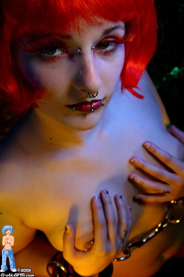 Solo girl with dyed hair and piercings gets naked on her home webcam  - Piercing, Redhead, Fetish, Tiny Tits, Babe, Clothed, Nipples, Hairy, Spreading, Beautiful  - Photo 8