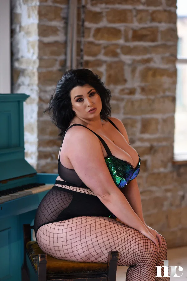 BBW babe Kiki poses in fishnets & strips to cradle her colossal breasts  - BBW, Mature, Saggy Tits, Chubby, Thick, PAWG, Curvy, Lingerie, Big Tits, Ass  - Photo 5