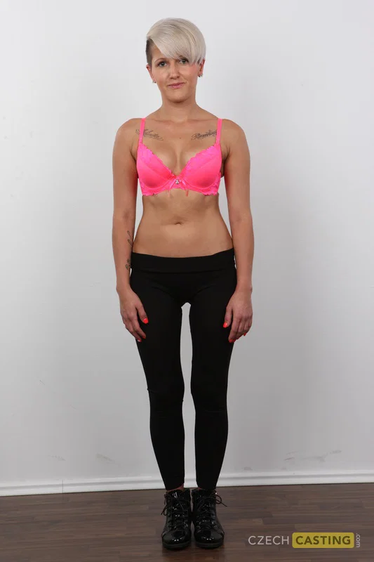 First timer with short blonde hair strips to stand naked on a wooden floor  - Ass, Casting, Close Up, Czech, Amateur, Nipples, Yoga Pants, Lingerie, Panties, Shaved  - Photo 4