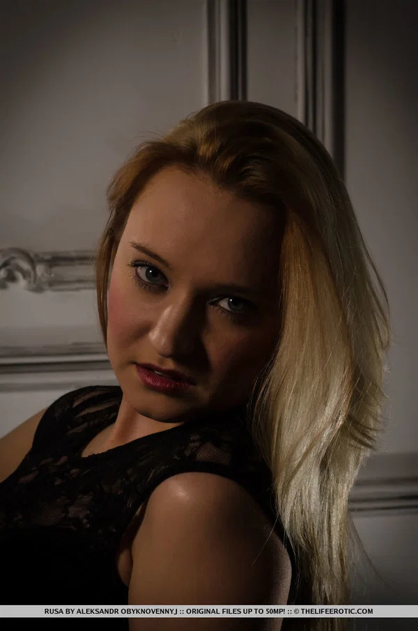 Young blonde Rusa ditches a black dress before touching her nipples and pussy  - Blonde, Ass, Upskirt, Model, Face, Masturbation, Close Up, PAWG, Pussy, Pantyhose  - Photo 9