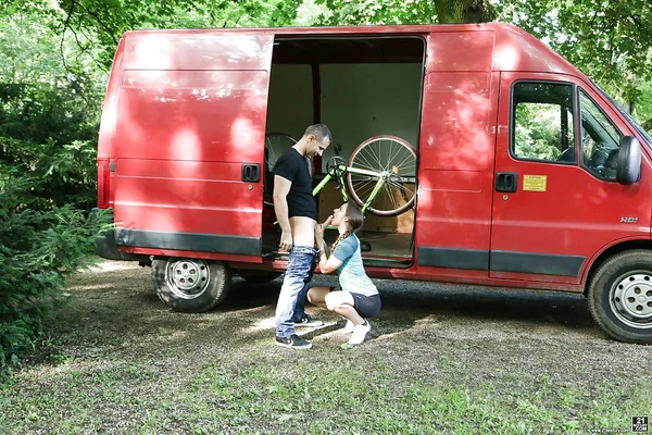 Euro slut Amirah Adara giving BJ before anal sex on picnic table at campground  - Anal, Outdoor, Hardcore, European, Blowjob, Pussy, Clothed, Ass, Legs, Tiny Tits  - Photo 3