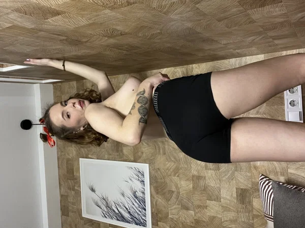 White girl takes off a black thong while wearing a black mini skirt  - Ass, Close Up, Beautiful, Nipples, Babe, Skinny, Shorts, Panties, Tiny Tits, Tattoo  - Photo 2