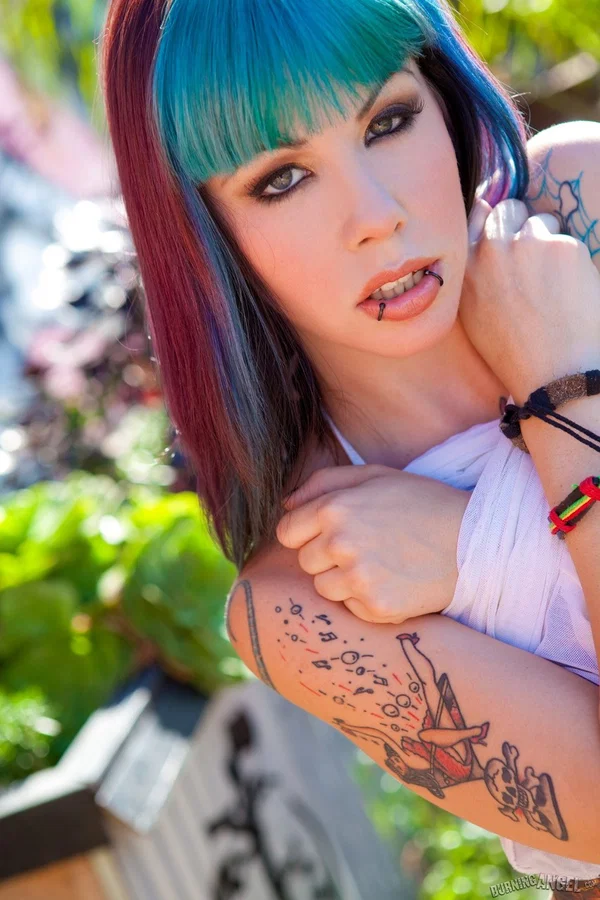 Colorful beauty Krysta Kaos poses topless in thong & freak boot outdoors  - Emo, Fetish, Boots, Piercing, Tattoo, Nipples, Outdoor, Non Nude, Pussy  - Photo 3