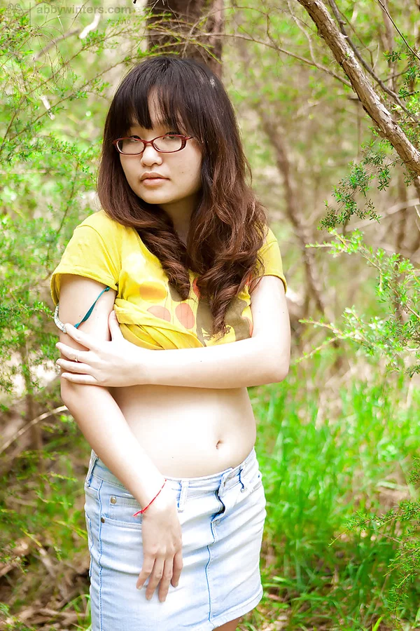 Petite Asian girl in glasses bares hairy vagina outdoors after slow strip  - Asian, Amateur, Outdoor, Glasses, Hairy, Panties, Close Up, Brunette, Undressing, Feet  - Photo 3