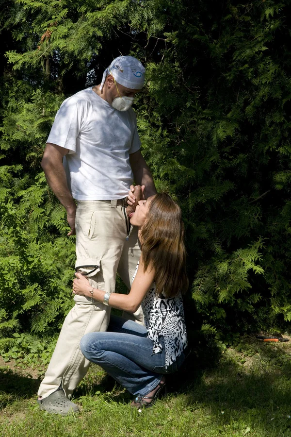 Amateur European slut Fiona F gives blowjob outdoors and takes a hot mouthful  - Cum In Mouth, Outdoor, Cumshot, Amateur, European, Blowjob, Jeans, Clothed, Ball Licking  - Photo 4