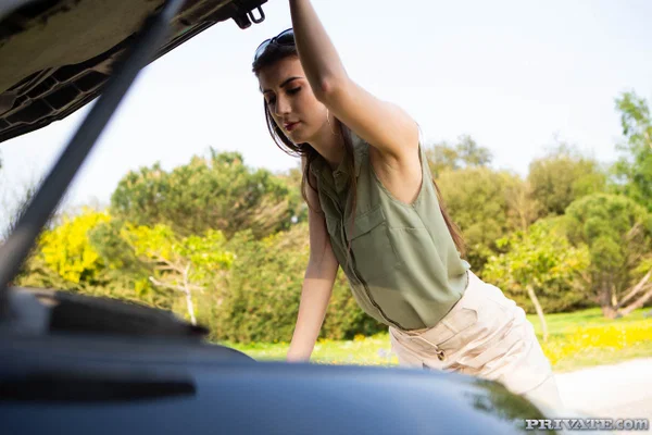 Hot teen Lina Luxa has anal sex with a hunky man willing to fix her broken car  - French, Tall, Blowjob, Outdoor, Upskirt, Amateur, Reality, Doggy Style, Ass Fucking, High Heels  - Photo 2