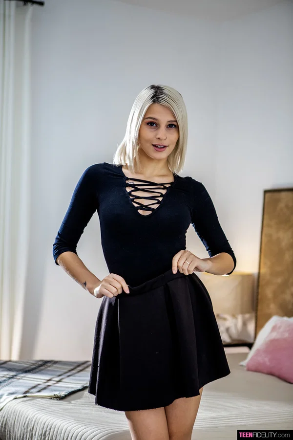 Teen pornstar Christy White exposes her slim figure and yummy butt  - Pornstar, Blonde, Petite, Babe, Ass, Big Tits, Spreading, Clothed, PAWG, Nipples  - Photo 3