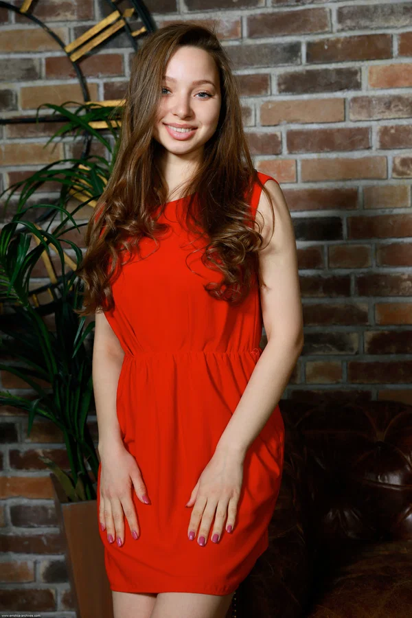 Beautiful teen with long hair and big boobs gets totally naked on a leather sofa  - Teen, Babe, Beautiful, Natural Tits, Pussy, Spreading, Glamour, Feet, Model, Big Tits  - Photo 1