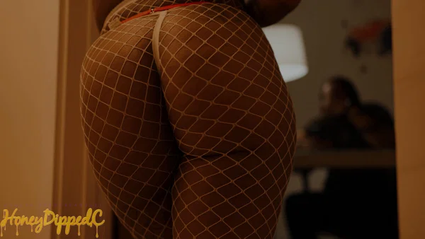 Ebony chick with short hair sucks off a big dick in sheer lingerie and hose  - Ebony, Curvy, Chubby, Thick, POV, Cumshot, Blowjob, Ass, Close Up, African  - Photo 2