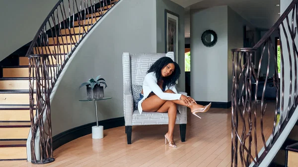 Beautiful ebony pornstar MILF Olivia Jayy gets stripped and rammed in IR sex  - Interracial, Fetish, Brunette, Spreading, Pornstar, Non Nude  - Photo 3