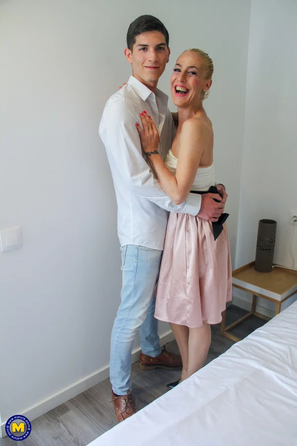 Blonde Italian Yelena Vera tastes sticky cum after banging skinny boy  - Italian, Cougar, Amateur, Reality, European, Blonde, Skirt, Doggy Style, Cumshot, Stockings  - Photo 3