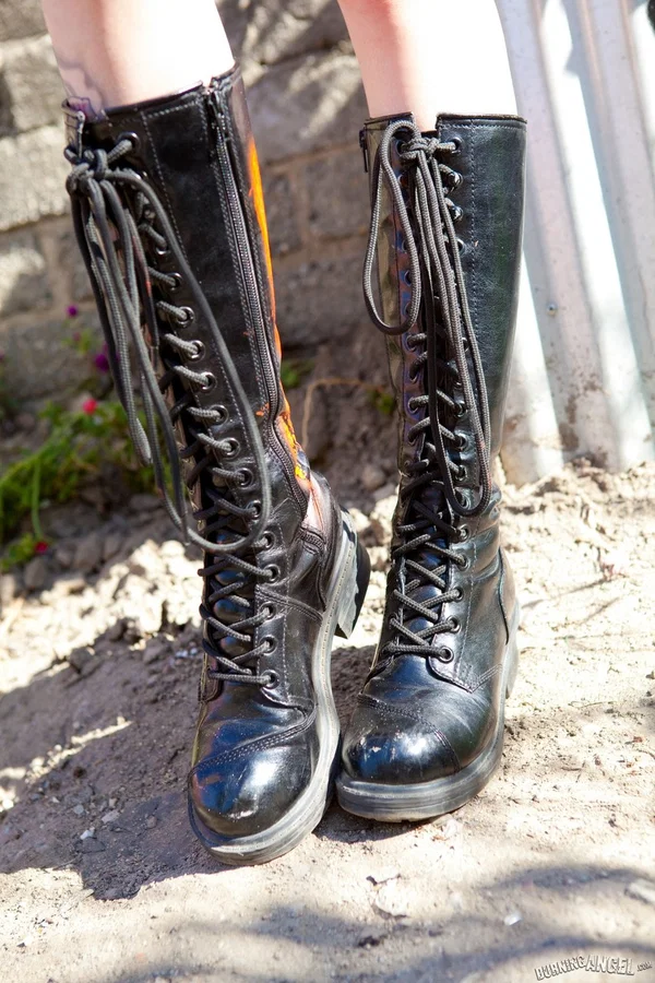 Colorful beauty Krysta Kaos poses topless in thong & freak boot outdoors  - Emo, Fetish, Boots, Piercing, Tattoo, Nipples, Outdoor, Non Nude, Pussy  - Photo 4