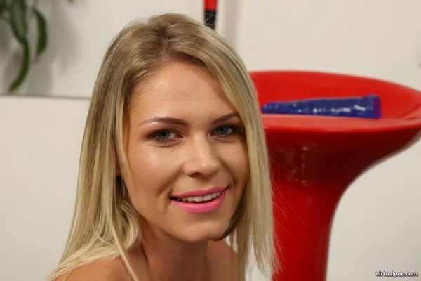 Blonde teen with a skinny body Claudia Macc drinks her own piss  - Pissing, Blonde  - Photo 20