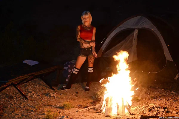 Outdoor posing of a big tits babe in shorts and socks Kleio Valentien  - Tattoo, Socks, Outdoor, Shorts, Babe, Big Tits, Solo, Fake Tits, Beautiful  - Photo 1