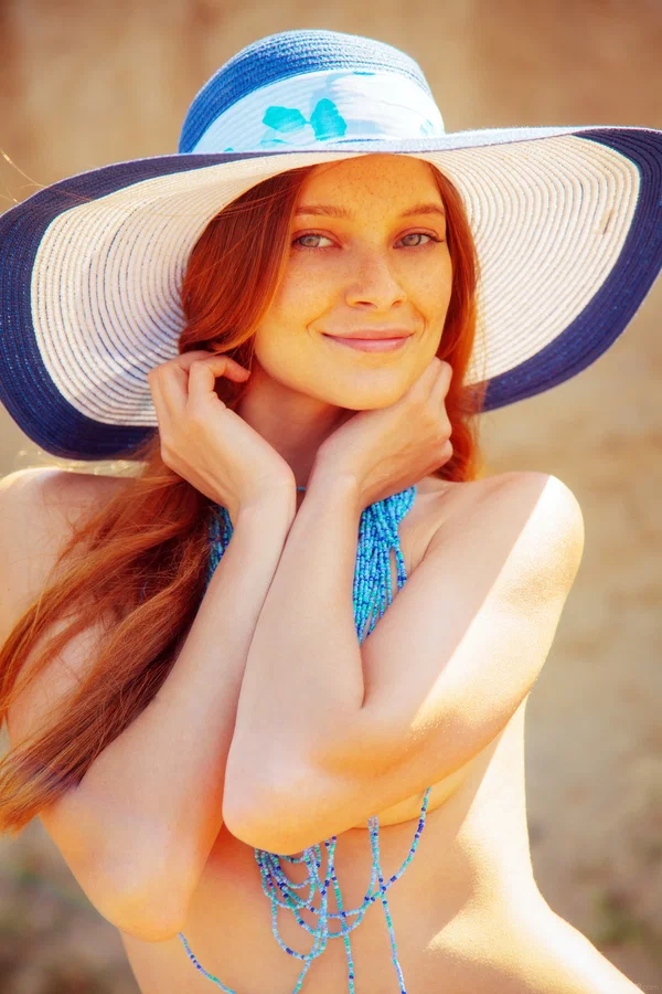 Redhead teen models totally naked on a riverbank in a wide-brimmed hat  - Teen, Redhead, Outdoor, Ass, Feet, Babe, Pussy, Close Up, Legs, Nipples  - Photo 20