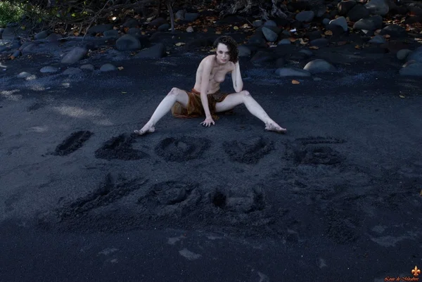 Dark haired beauty Liana gets completely naked on a volcanic beach  - Beach, Beautiful, Outdoor, Wet, Solo, Legs, Spreading, Undressing, Ass, Asshole  - Photo 15