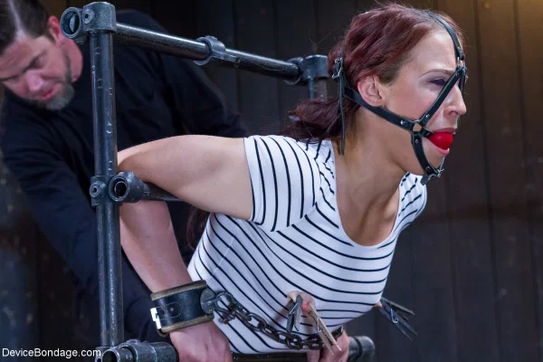 Long haired Cheyenne Jewel undergoes painful punishment in metal bondage  - Bondage, MILF, BDSM, Redhead, Brunette, Non Nude, Pussy  - Photo 9