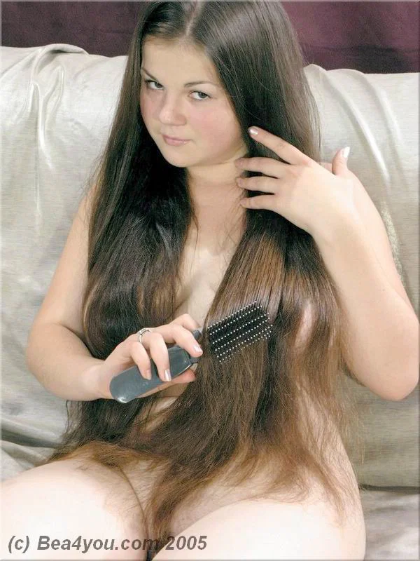 Teen amateur Bea gets totally naked before brushing her long hair out  - Teen, Amateur, Brunette, Panties, Big Tits, Legs, Cute  - Photo 15