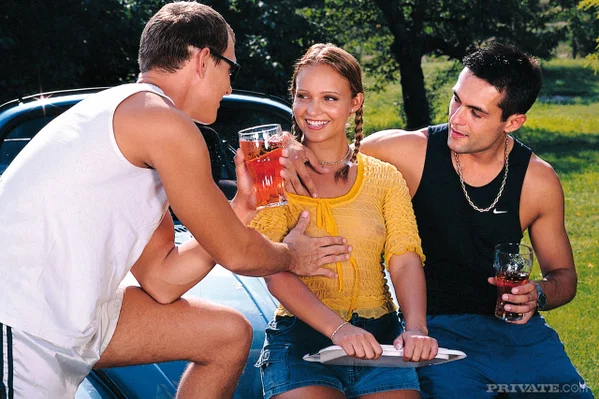 Sexy sweetie in pigtails gives bare bum car wash & drinks cum in outdoor 3some  - Cumshot, Pussy Licking, Pornstar, Outdoor, MILF, Ass, Groupsex, Anal, Reality, Blowjob  - Photo 6