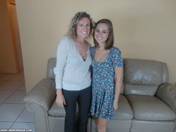 Teen girl Riley Reid has her mom help her in giving her boyfriend a blowjob  - Handjob, Blowjob, Teen, MILF, Mature, Big Tits, Clothed, Threesome, Cute, Skirt  - Photo 1