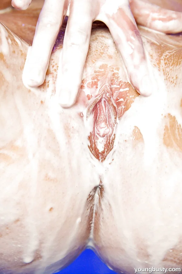 Teen babe Yasmin A covers big tits with with paste while spreading pussy  - Oiled, Teen, Big Tits, Babe, Spreading, Close Up, Pussy, Face, Bikini, Beautiful  - Photo 14