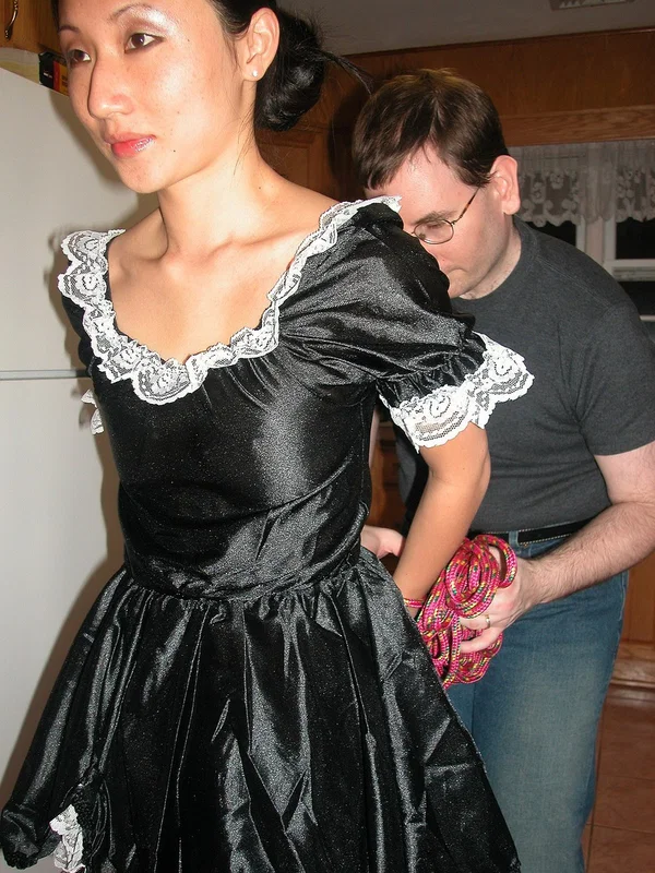 Submissive maid with small tits Kiana Li gets tied up in rope bondage  - Maid, BDSM, Asian, College, Amateur, Petite, Bondage, Uniform, Feet, Tiny Tits  - Photo 2