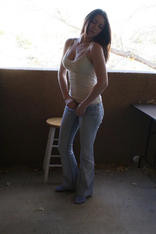 Amateur teen Megan Loxx unveils her fantastic bum and naturals on the terrace  - Jeans, Undressing, Ass, Teen, Amateur, Panties, Pussy, Babe, PAWG, Outdoor  - Photo 10