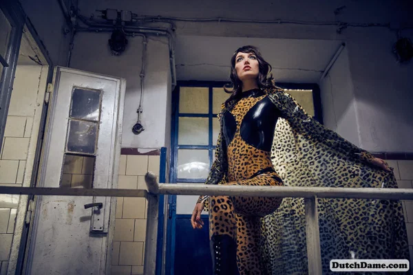 Solo model strikes hot poses in full body leopard print costume  - Cosplay, Latex, Fetish, Spreading, Beautiful, Boots, Solo, Babe, High Heels, Brunette  - Photo 3