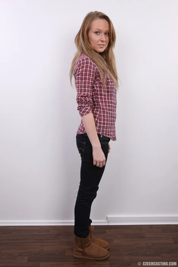 First timer Marsella loses her clothing one item at a time until she's naked  - Czech, College, Casting, Amateur, Close Up, Babe, Jeans, Tiny Tits, European, Face  - Photo 3