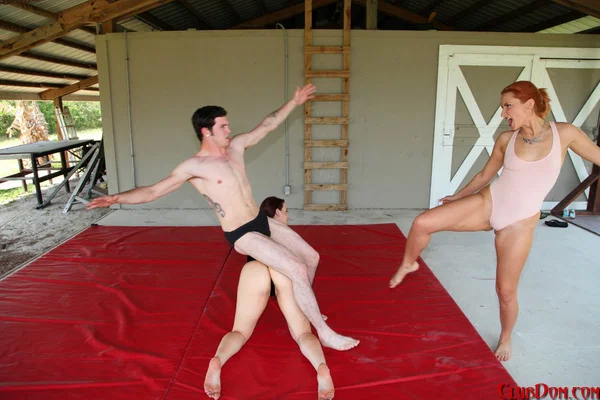Dommes Cheyenne Jewel and Goddess Amadahy humiliate a guy after stretching  - Femdom, Sports, Reality, MILF, Legs, Ass, PAWG, Outdoor, White, Brunette  - Photo 11