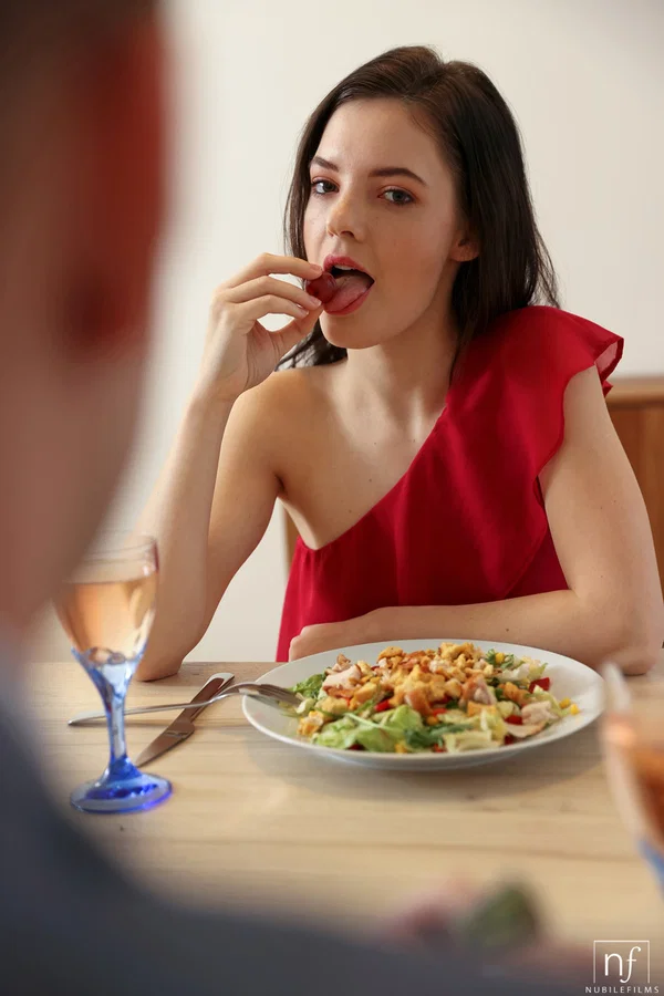 Horny teen Anie Darling seduces her date over dinner in a red dress  - Reality, Teen, Model, Hardcore, Cute, Clothed, Pussy Licking, Glamour, Czech, Blowjob  - Photo 3