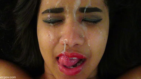 Latina girl takes a facial after sucking a big dick and giving a rimjob  - Facial, Blowjob, Cumshot, Latina, Deepthroat, Titjob, Spreading, Pussy, Brunette, Non Nude  - Photo 20