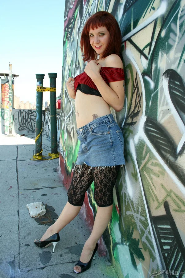 Gorgeous redhead fetish girl does public striptease spreading ass in the alley  - Fetish, Blonde, Outdoor, Pussy, Spreading, Redhead, Non Nude  - Photo 3