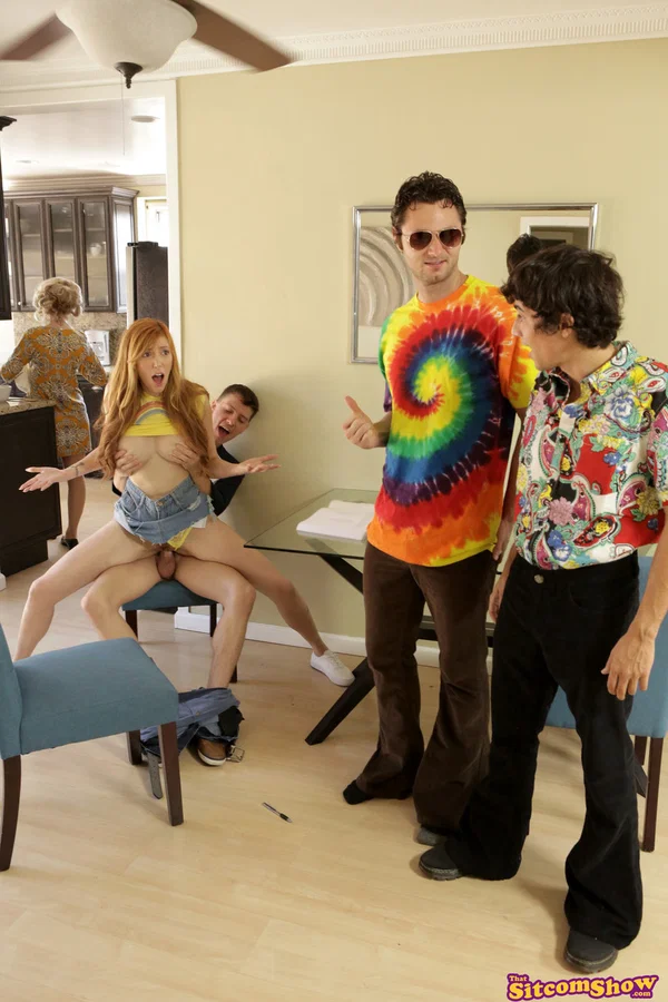 Stunning redhead Lauren Phillips flashes her tits and gets rammed on a chair  - Cumshot, Caught, Couple, Redhead, Cowgirl, Hardcore, Handjob, Tall, Ass Fucking, Big Cock  - Photo 10