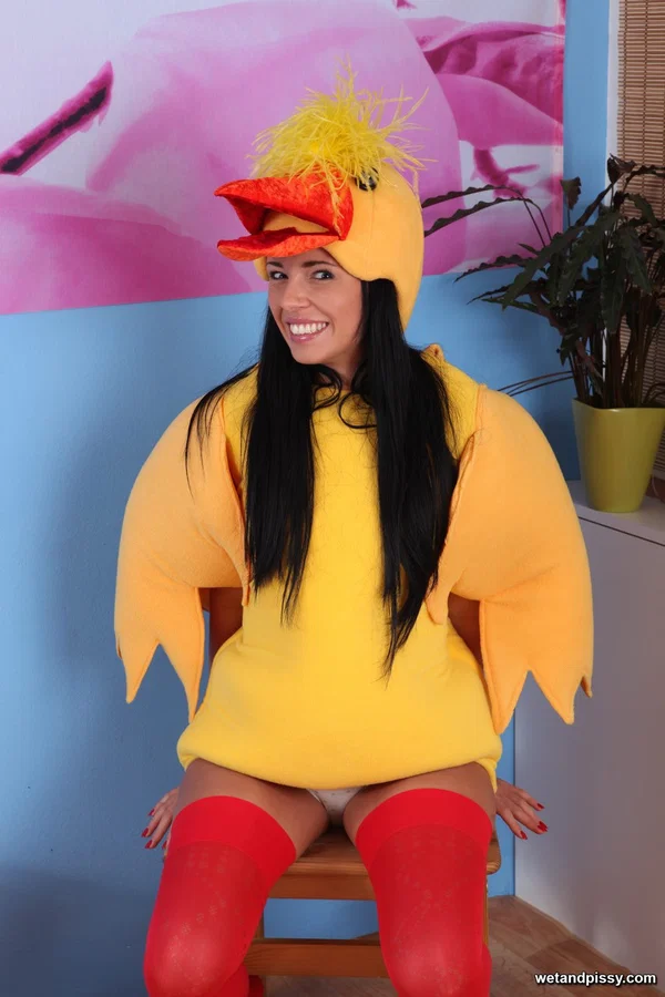 Skinny babe Gina removes her duck costume and toys herself after peeing  - Pissing, Wet, Pussy, Big Clit, Spreading, Pornstar, Non Nude  - Photo 2