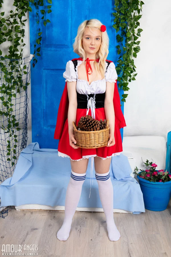 Adorable blonde teen Kapri doffs cosplay attire to pose bare naked  - Cosplay, Shaved, Tiny Tits, Spreading, Pussy, Teen, Skirt, Socks, Panties, Amateur  - Photo 2