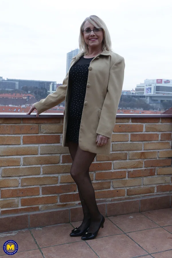 Mature NL Belinda, Lea, Ryanne  - Outdoor, Stockings, Clothed, Amateur, Glasses, Skirt, European, Short Hair, Non Nude  - Photo 15