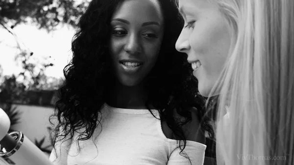 Horny teens Noe Milk & Sweet Cat partake in interracial lesbian sex  - Teen, Pussy Licking, Kissing, Fingering, Latina, Ebony, Reality, Close Up, Shaved, Nipples  - Photo 3
