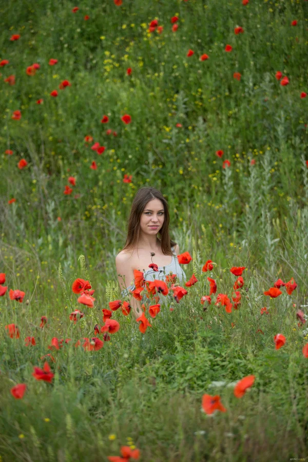 Skinny teen Barbara Vie gets completely naked while in a field of flowers  - Outdoor, Ukrainian, Teen, Beautiful, Natural Tits, Legs, Tiny Tits, Nipples, Cute, Glamour  - Photo 2