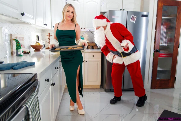 Blonde woman Bunny Madison has sex with Santa Claus at Christmas  - Ass, MILF, Christmas, High Heels, Reality, Hardcore, Lingerie, Skirt, Clothed, Big Tits  - Photo 1