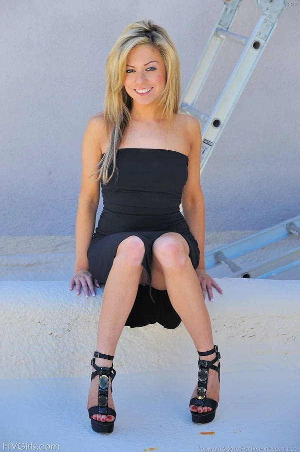 Blonde honey Jodie reveals her fine titties and masturbates in heels  - Upskirt, Beautiful, High Heels, Spreading, Pussy, Ass, Petite, Close Up, Big Clit, Babe  - Photo 1