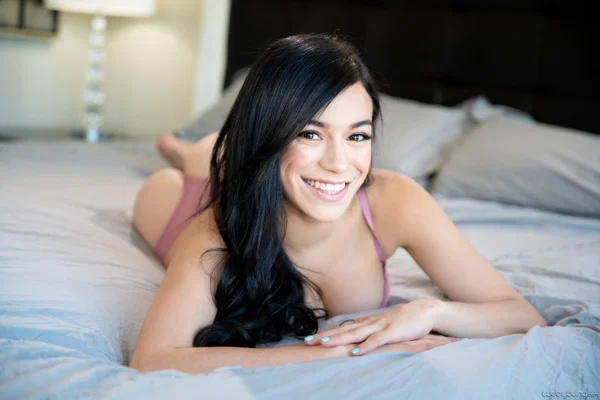 White girl with long black hair frees her hot body from bra and panty combo  - Teen, Big Tits, Lingerie, Babe, Ass, Pornstar, Brunette, Spreading, Cute, Shaved  - Photo 7