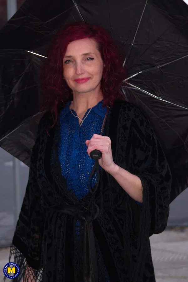 Mature lady with red hair Zinnia Blue masturbates in black stockings  - Mature, Redhead, Amateur, Public, Stockings, Spreading, Pussy, Big Tits, European, Legs  - Photo 14