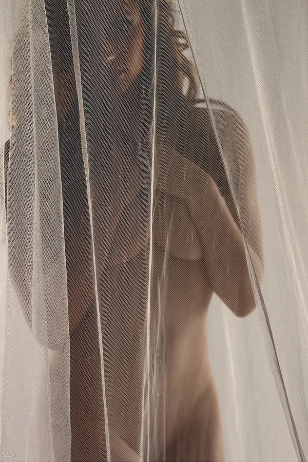 Amateur model Lily Xo poses naked behind sheer curtains in high heels  - Amateur, Beautiful, Big Tits, Natural Tits, Ass, PAWG, Solo, Tattoo, Babe  - Photo 3